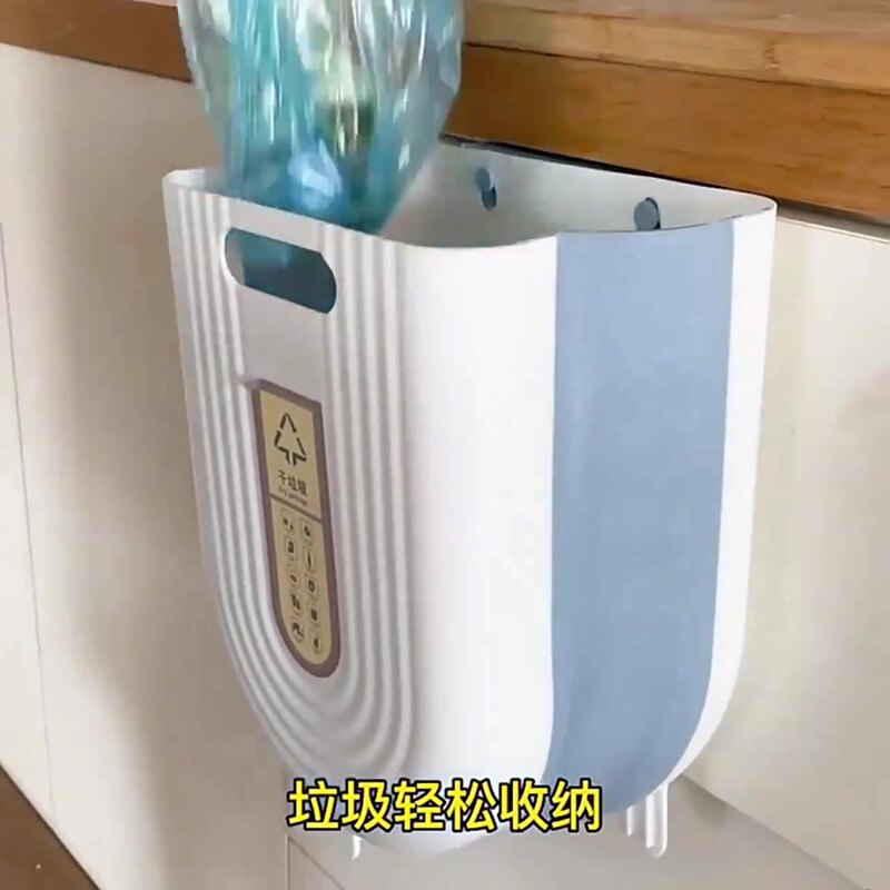 Kitchen trash can wholesale plastic wall-mounted foldable multifunctional household large kitchen cabinet door rack