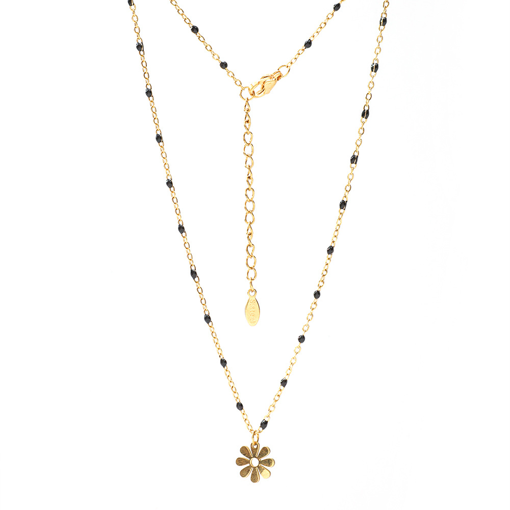 25g Weight Layered Necklaces Classification 1 Piece Quantity Holiday Occasion Stainless Steel Material Flower Pattern Women's Gender Plating Design Vacation Style Vacation Flower Stainless Steel Plating Layered Necklaces 无