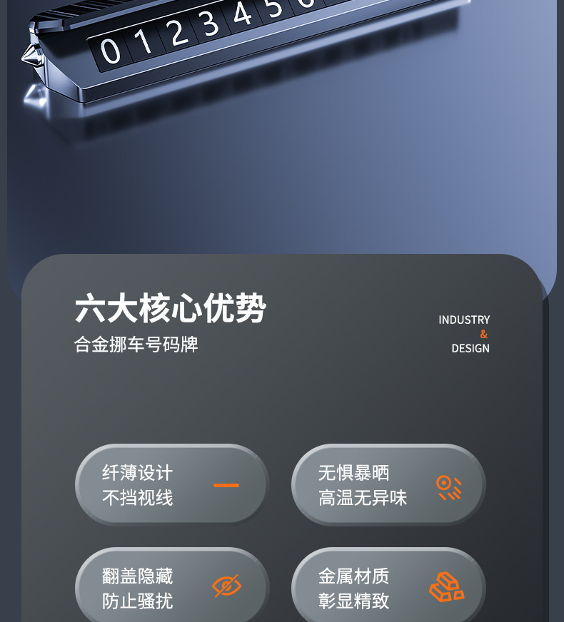 New Alloy Aromatherapy Window Breaking Parking Plate Three-in-One Movable Car Number Plate Hidden Temporary Parking Plate