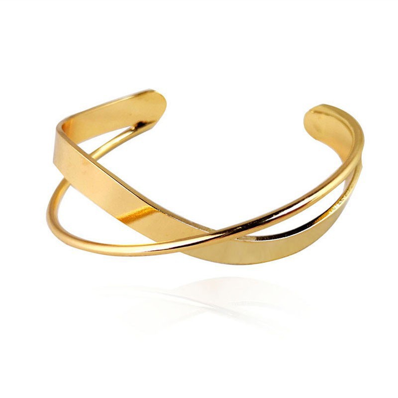 European And American Cross-border Open-ended Personalized Geometric Ring-shaped Cross Smooth Bracelet Ins Irregular_voghion.com