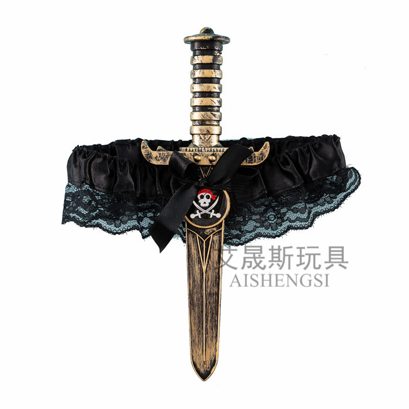 Halloween Pirate Dagger Foot Set Cosplay Festival Performance Props Lace Bow Foot Set Prom Party