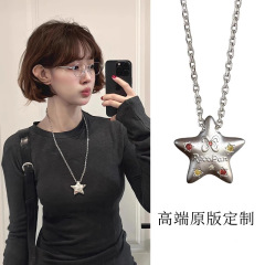 蝴蝶结吊坠项链女款韩系长款装饰毛衣链银色日常百搭t恤配饰穿搭