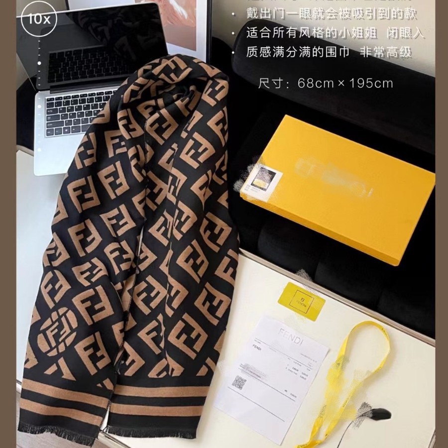 秋冬款韩版FD双F女士围巾礼盒跨境批发网红同款节日礼物外贸围巾