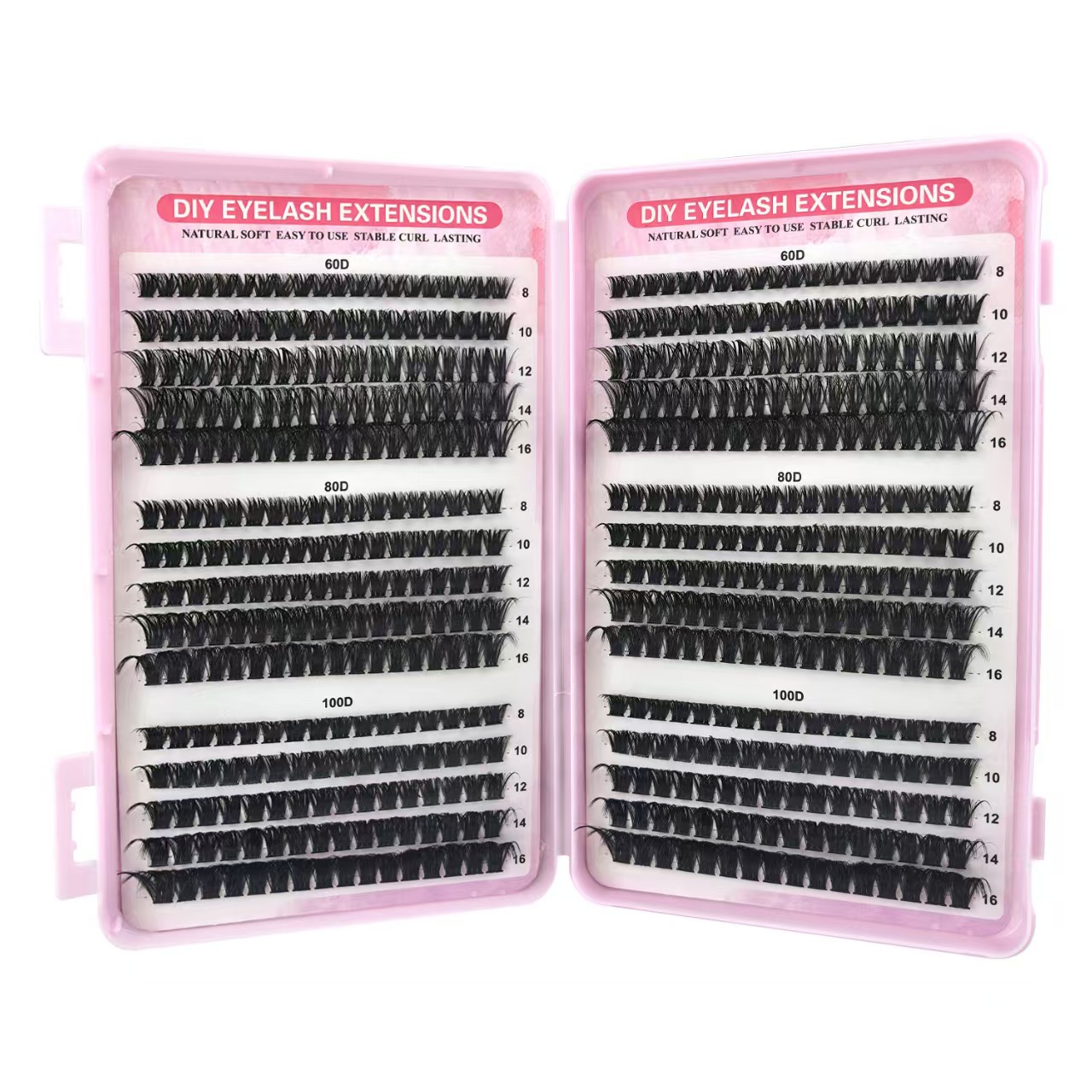 Nuevo conjunto de pestañas falsas mezcladas que contienen herramientas de pinzas de pegamento, herramientas de maquillaje de belleza al por mayor.