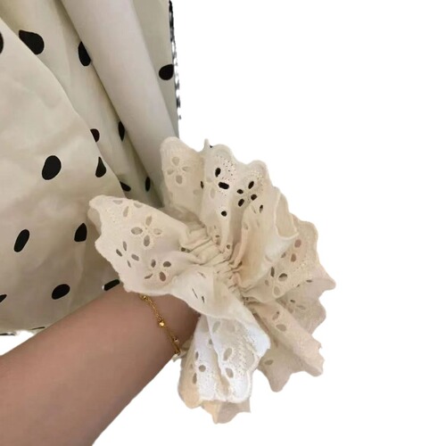 Zhao Lusi's same style white ballet style hollow lace hair band Korean princess fever fabric large intestine circle