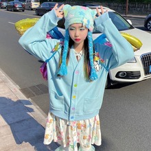 网红小众y2k彩色星星发辫帽子女多巴胺辣妹甜美套头护耳保暖帽子