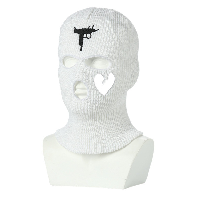 Cross-border popular invierno nuevo jersey de tres agujeros sombrero de punto bordado de esquí máscara de punto deportes máscara al aire libre