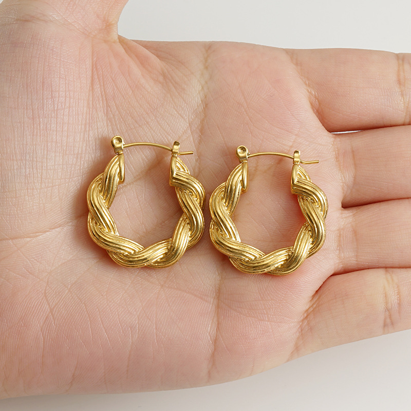 Pendientes de Acero de Titanio con Diseño en Espiral, Estilo Geométrico, Chapados en Oro de 18K, para Mujer, Venta al por Mayor
