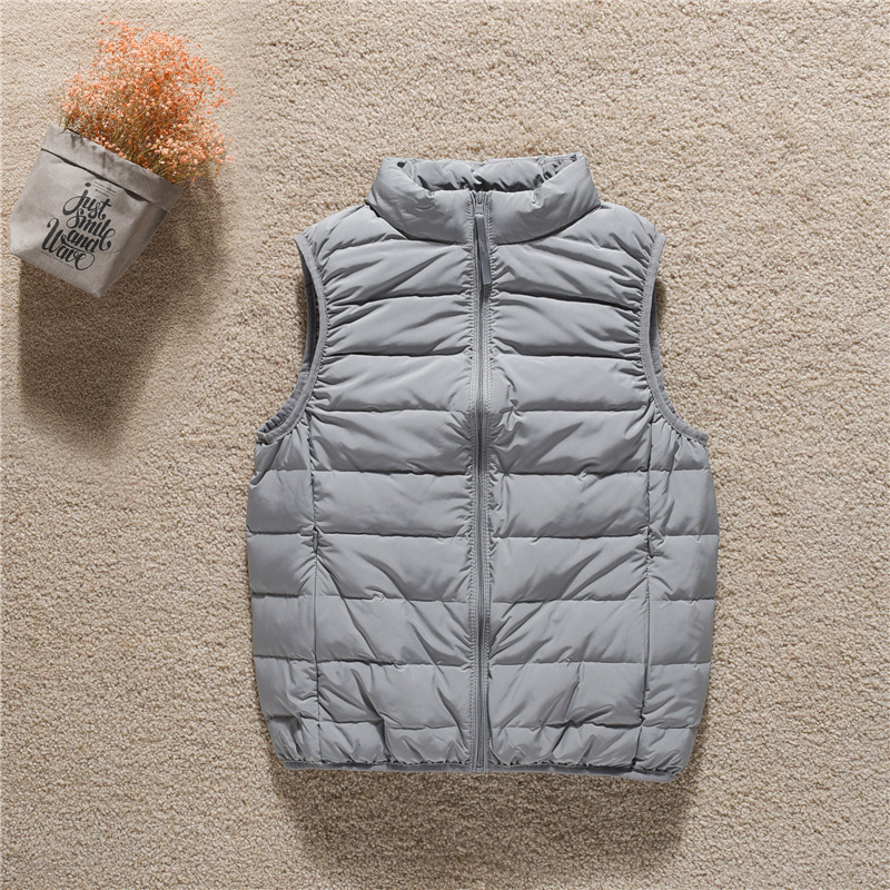 그레이 스탠드 칼라 조끼