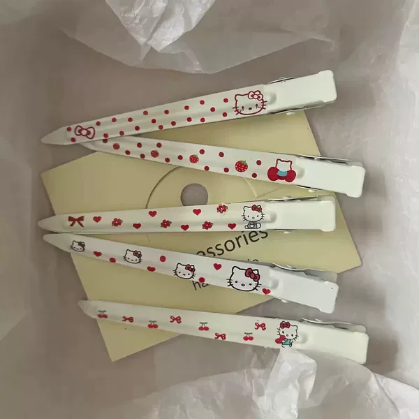 Sweet Cool Style Red Polka Dot Cat Metal Long Hairpin Japanese Sweet Style Girl Bangs Hairpin Hair Accessories Wholesale