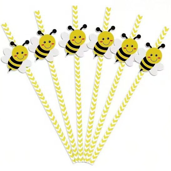 Internet celebridad paja abeja tarjeta desechable degradable papel paja postre leche té fiesta decorativa paja