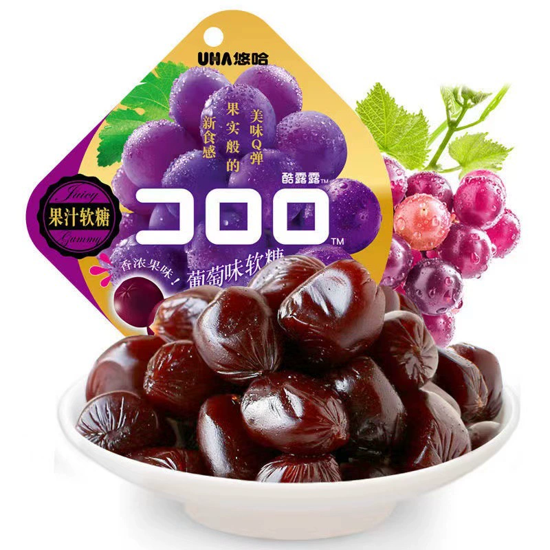 Фруктовые желейные конфеты (UHA Cool Lulu) 52 г, виноград и микс вкусов, мягкая жевательная закуска