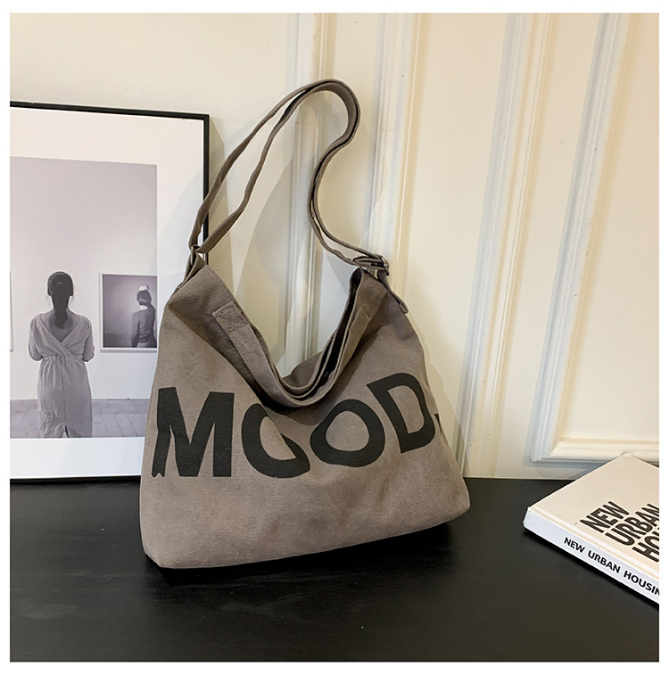 Canvas bag, large-capacity crossbody, ins Korean version student tote bag, single-shoulder girls' tutorial bag, hand-held shopping bag undefined
