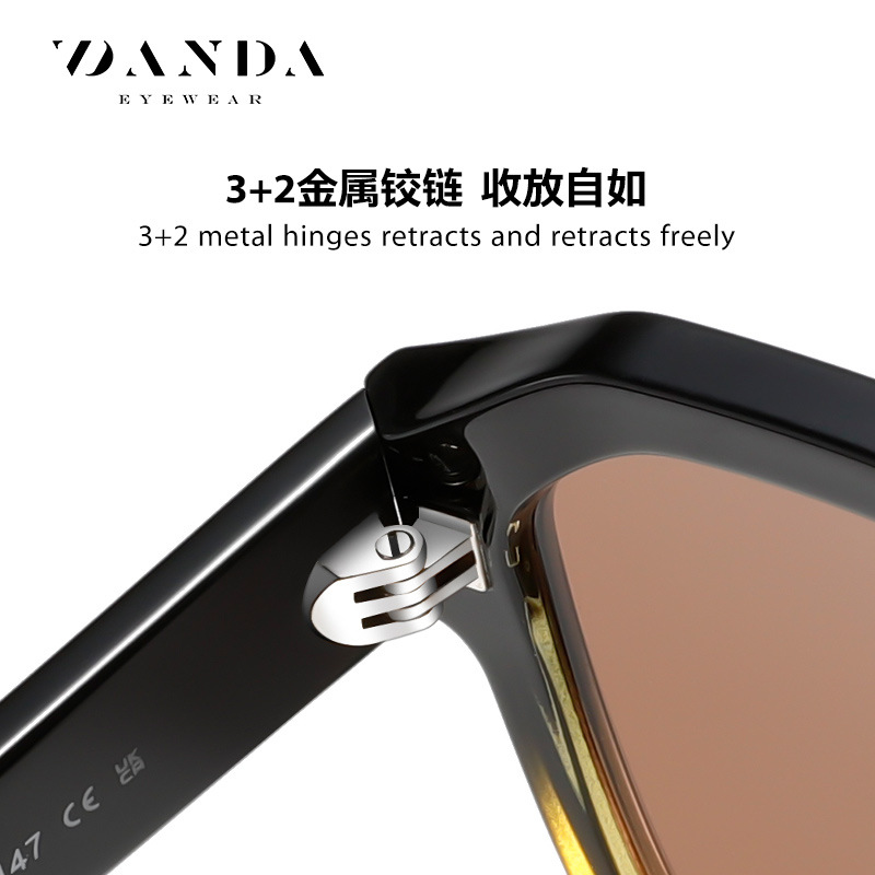 Gafas de sol de doble viga de pierna ancha con montura cuadrada S31120 Gafas de sol polarizadas de moda de alta gama para mujer Gafas de sombra de placa para exteriores