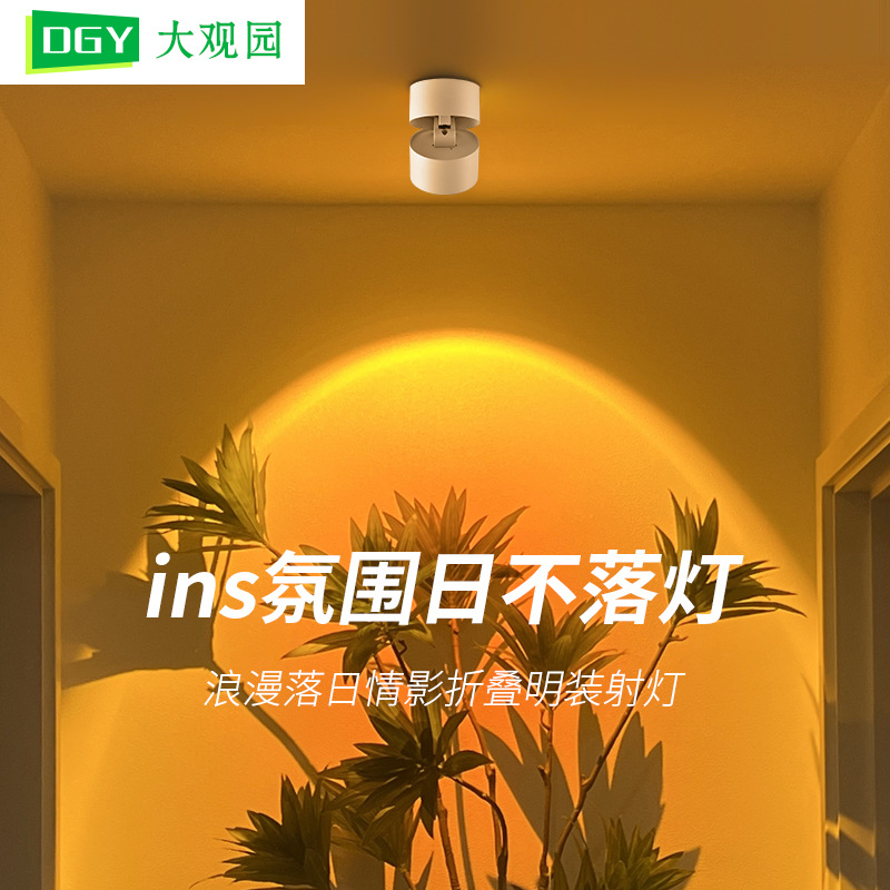 Foco de Superficie Daguanyuan, Foco Tipo Sol, Bañador de Pared, Ángulo Ajustable, Luz de Entrada para Sala de Estar, Luz Ambiental 479L