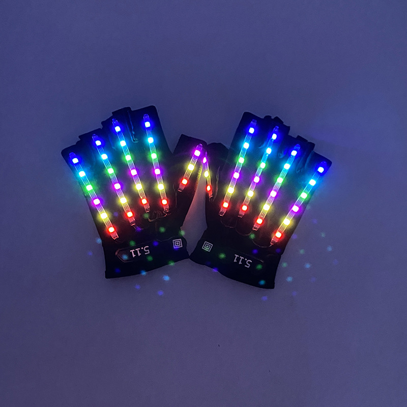 Guantes luminosos LED rendimiento TikTok bar disco Dancing artefacto EDM sílaba eléctrica equipo fluorescente danza Accesorios luminosos