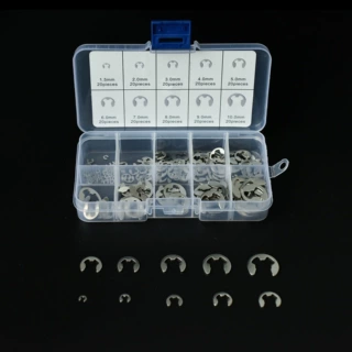 200PCS 不锈钢304开口挡圈E型卡簧 卡环垫圈E扣M1.5-M10卡簧