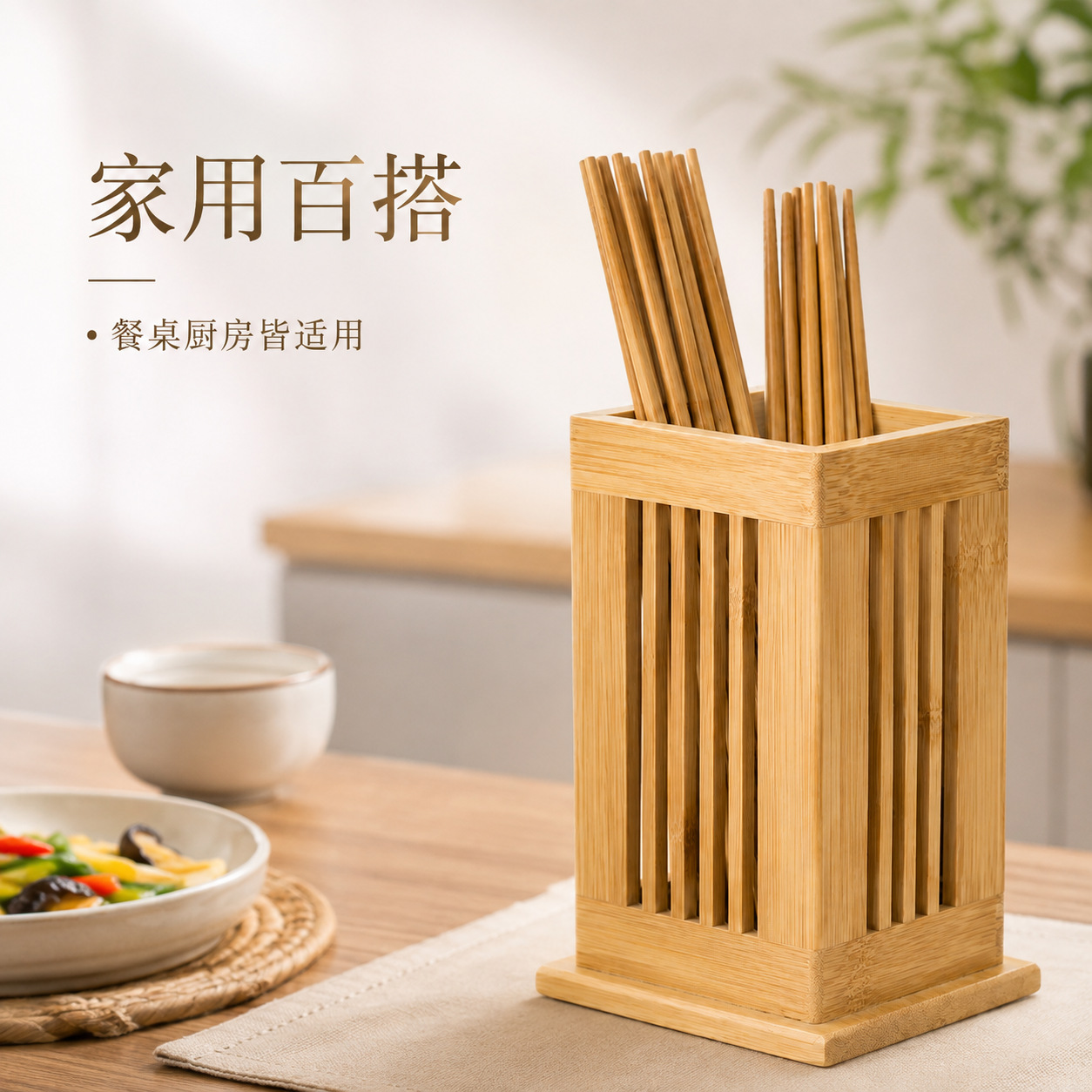palillos de bambú original tablero casero palillos barras verticales hueco transpirable base estable cubierta de cocina caja de almacenamiento de acabado