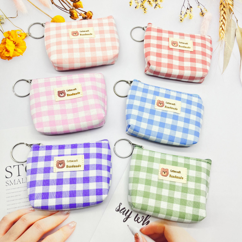 Plaid Wrist Coin Purse Hand-carrying Coin Wallet Student Hand-held Small Fresh Key Bag Simple Small Gift Plaid Wrist Coin Purse Hand-carrying Coin Wallet Student Hand-held Small Fresh Key Bag Simple Small Gift