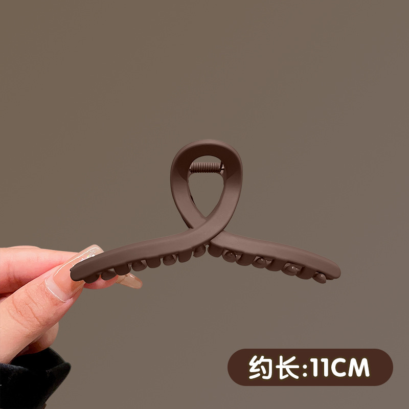 秋冬咖色毛绒抓夹后脑勺发量大鲨鱼夹高级感大号发夹复古气质头饰|undefined