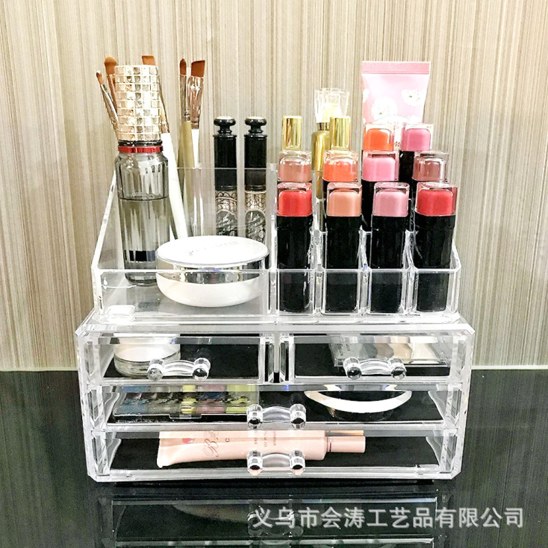 透明引き出し型デスクトップドレッサー整理ボックス自由に組み合わせて積み重ねて省スペース化粧品収納ボックス|undefined
