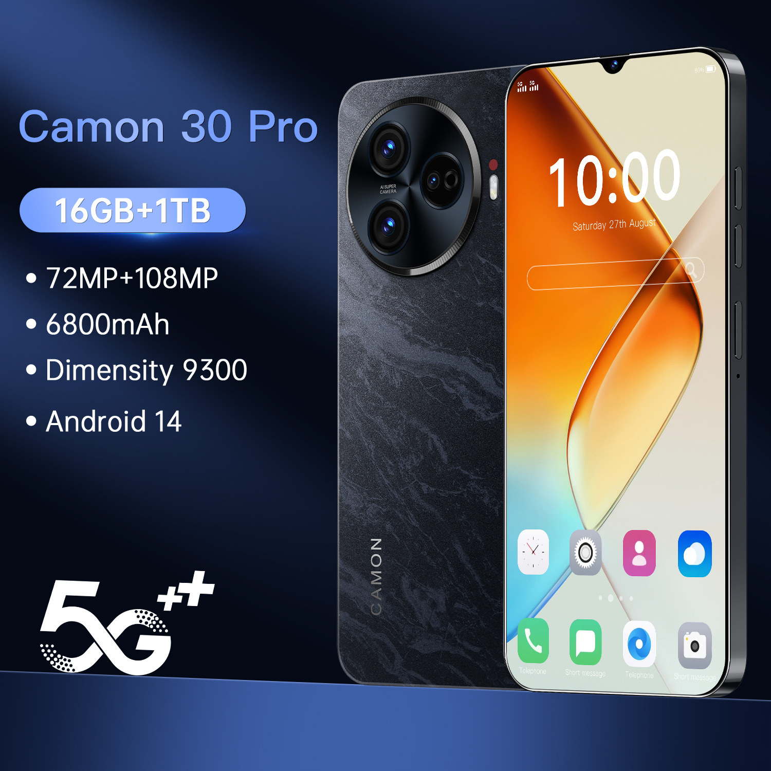 Cross-Border C30 Smartphone 7.3-Inch Large Screen Android 16+1t Foreign Trade Mobile Phone Source Factory Price Can Be Shipped on Behalf of Others