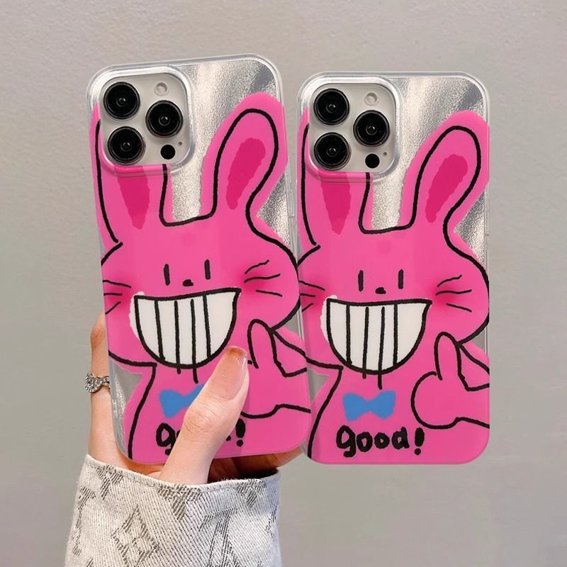 适用苹果16promax手机壳iPhone15/14赵露思同款13/12搞怪粉兔子17|undefined