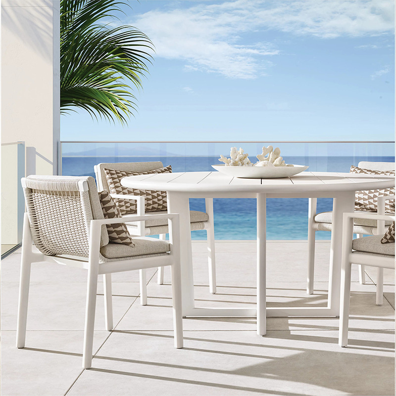 Mesas y sillas de exterior para ocio al aire libre, mesa larga de madera maciza para jardín, conjunto de mesa y sillas de teca impermeables para terraza de villa de alta gama. image 5