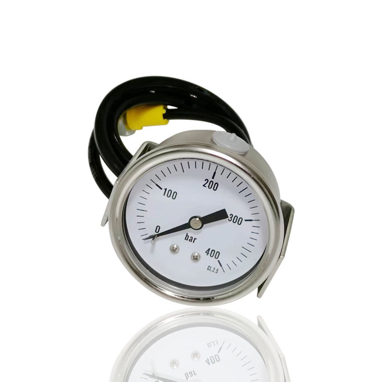 全不锈钢压力表带毛细管带支架固定夹YBF60Z 400BAR G1/4外牙厂销