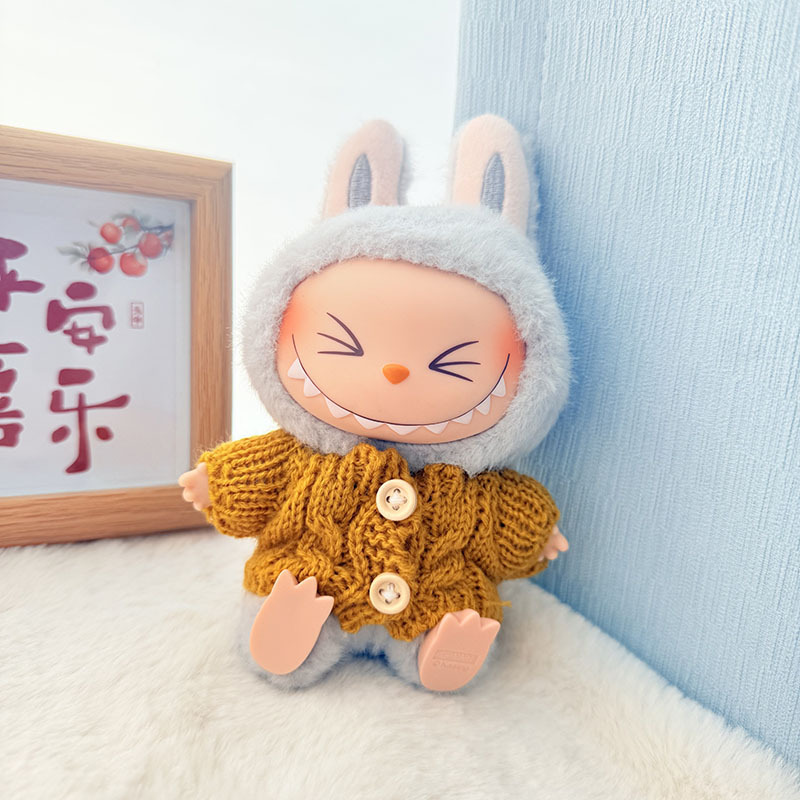 Solo ropa] Llavero de primera y segunda generación Labubu colgante de ropa Rabubu ropa de bebé suéter de punto traje de sombrero