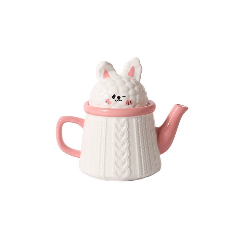 Creative cartoon cute teapot, rabbit, ceramic tea set, hand painting