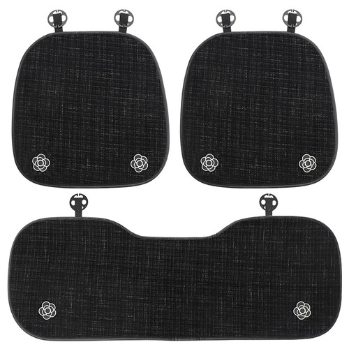 Car seat cushion for all seasons, summer cooling cushion, cotton and linen camellia  new light luxury car seat cushion and seat cover for women