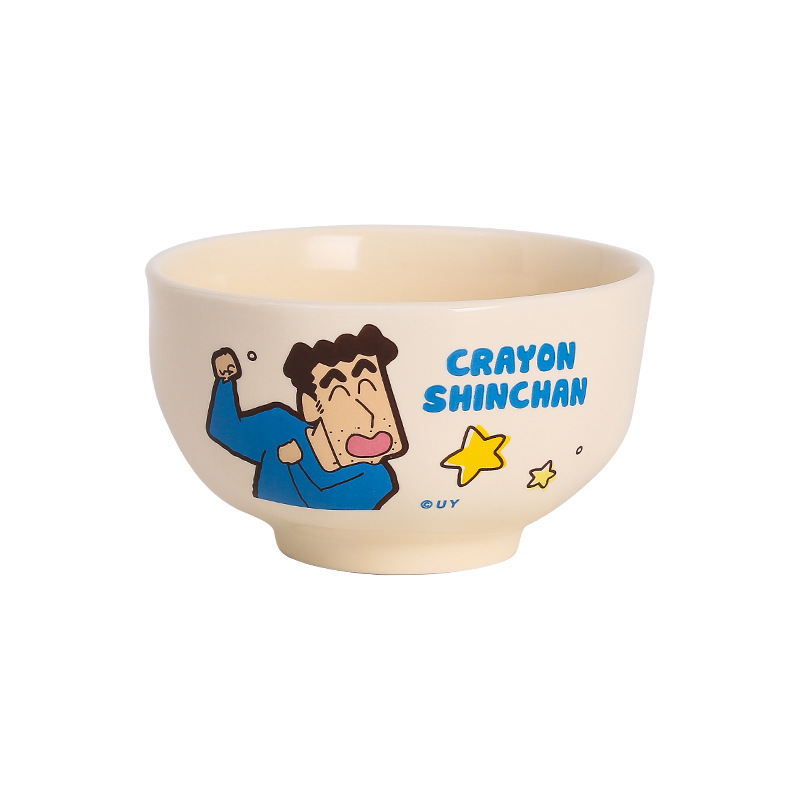 Crayon Shin-chan nuevo estilo vajilla de cerámica tazón de arroz juego de platos lindos para el hogar sopa de arroz vajilla cuchara serie familiar
