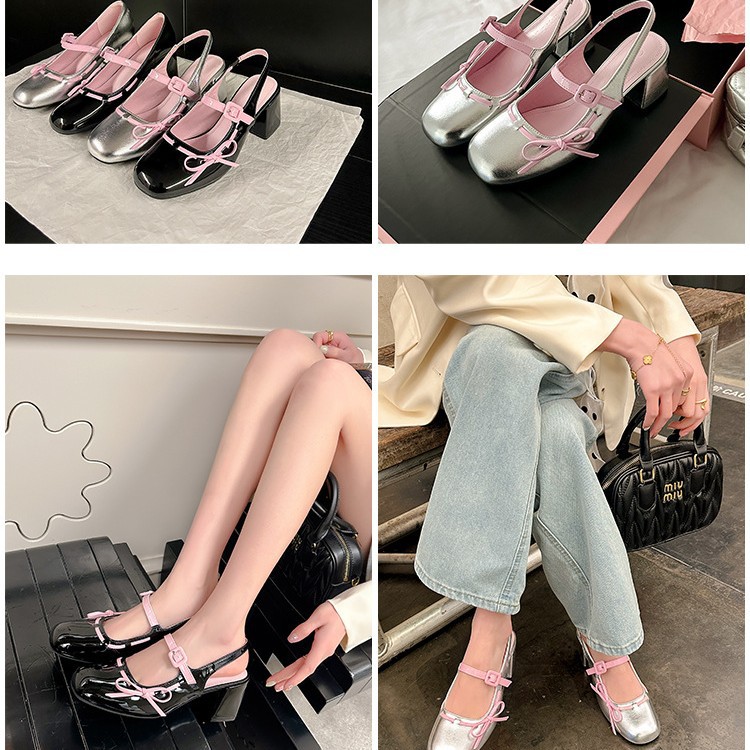 Primavera nuevo pequeño 6 cm de altura gruesa zapatos marijin zapatos de arco dulce de mujer zapatos de tacón alto