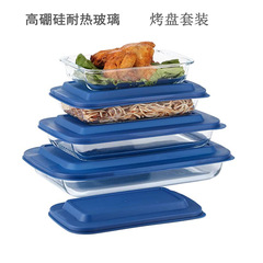 High borosilicate glass baking tray set, baking roasting plate, soup plate, fish steamer plate, rectangular, microwave and oven usable