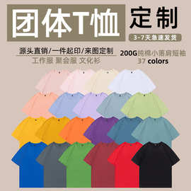 夏季纯棉亲子装t恤广告衫印制logo成人儿童款工作服DIY班服文化衫