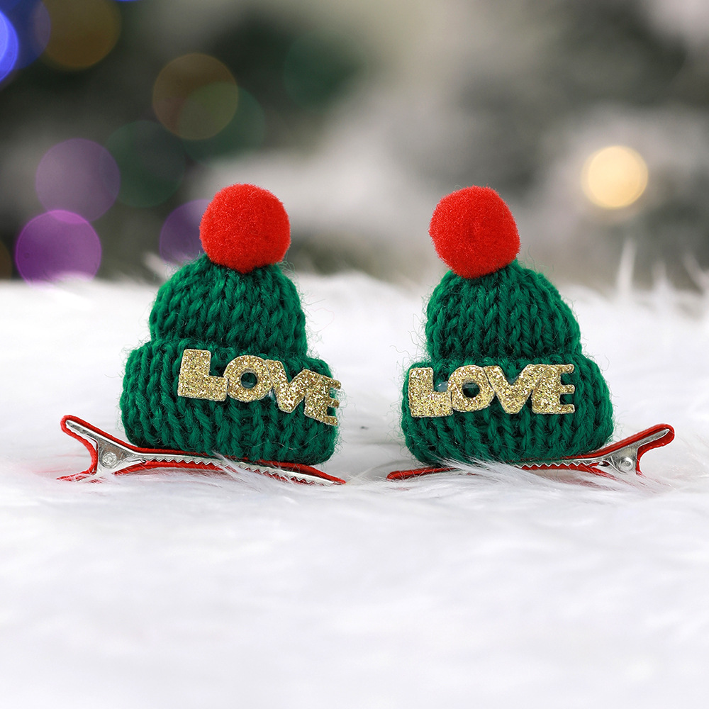 JF06绿金字毛线发夹