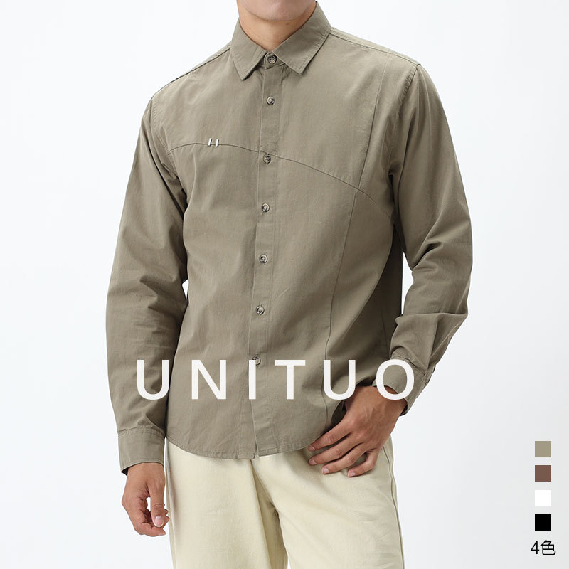 男装男士纯棉衬衫长袖男式休闲百搭高级感宽松日系全棉衬衣上衣男