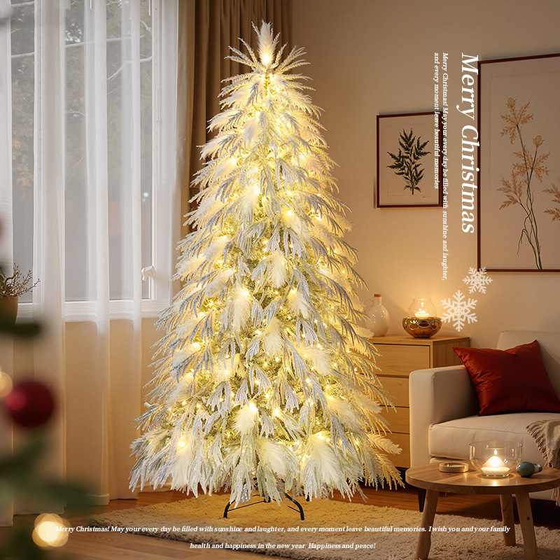 Nuevo transfronterizo PE mezcla de árbol de Navidad blanco de teia para el hogar decoración de gran tamaño de la sala de estar decoración de Navidad 2025