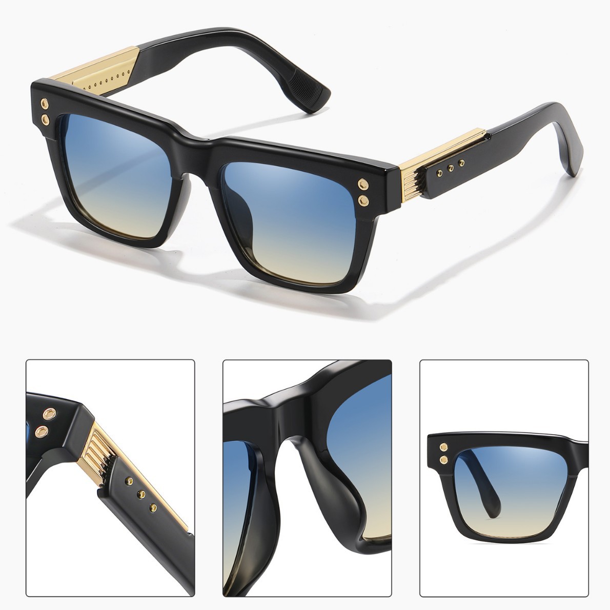 Gafas de sol de montura cuadrada para hombre 2025 nuevas gafas de sol europeas y americanas para hombre, gafas de protección solar transfronterizas retro de moda de alta gama