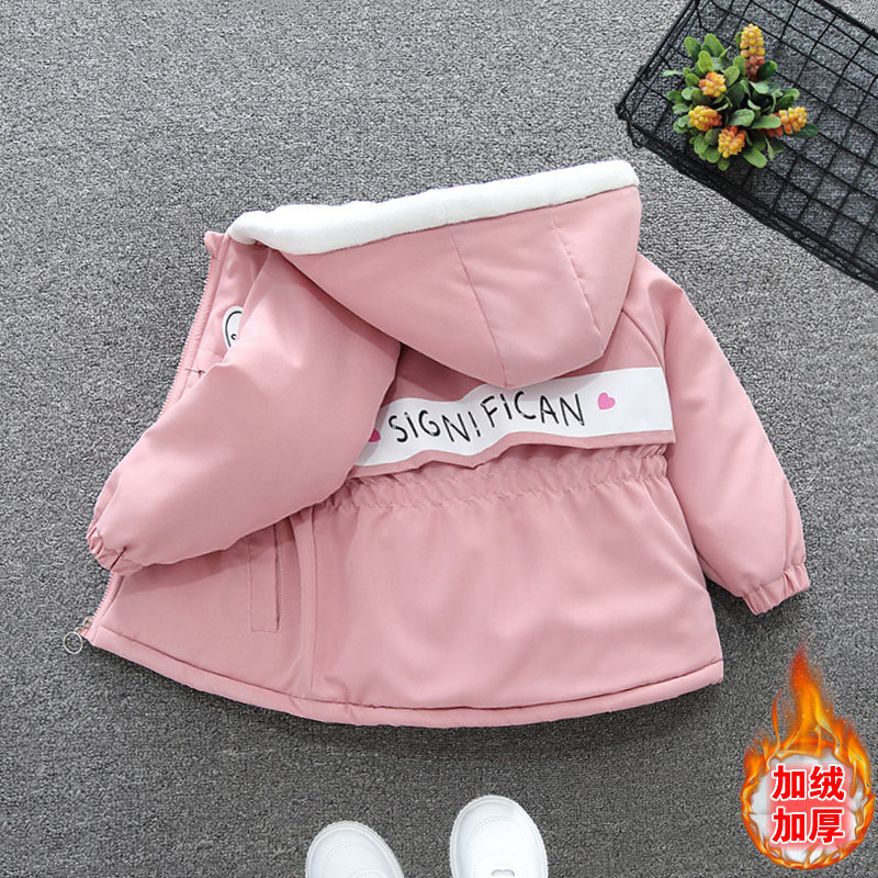2025 Girls' fleece-lined Thickened Parker Suit Mid-length Korean Style Western Style Little Boy's Cotton Coat Children's Winter Clothes