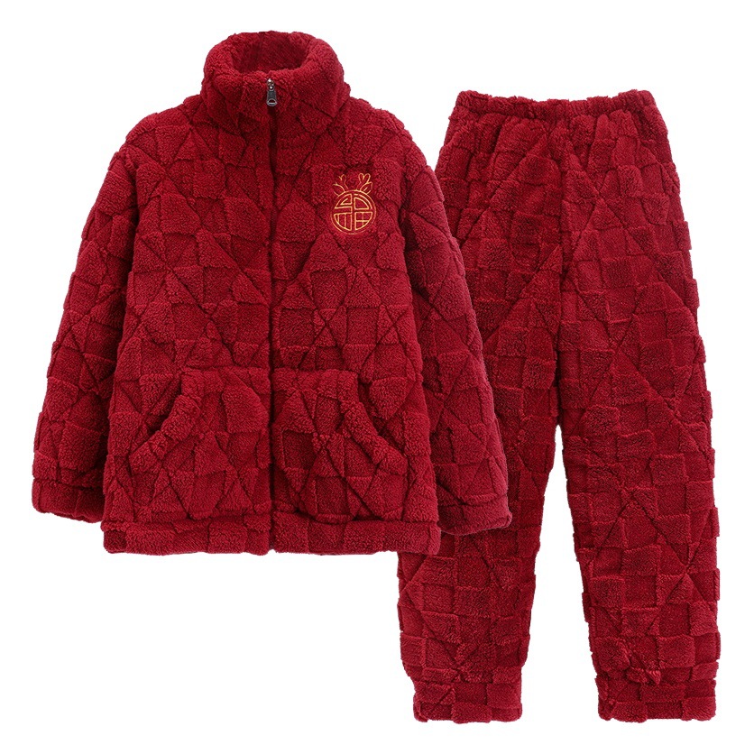 Pijamas de los hombres de invierno de coral de lana de tres capas traje acolchado 2023 nueva franela de invierno de los hombres más tamaño homewear