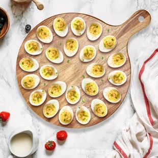 Wooden Egg Tray Double-Sided Usable Household Fruit Snack Tray Pizza Steak Deli Board Egg Storage Tray