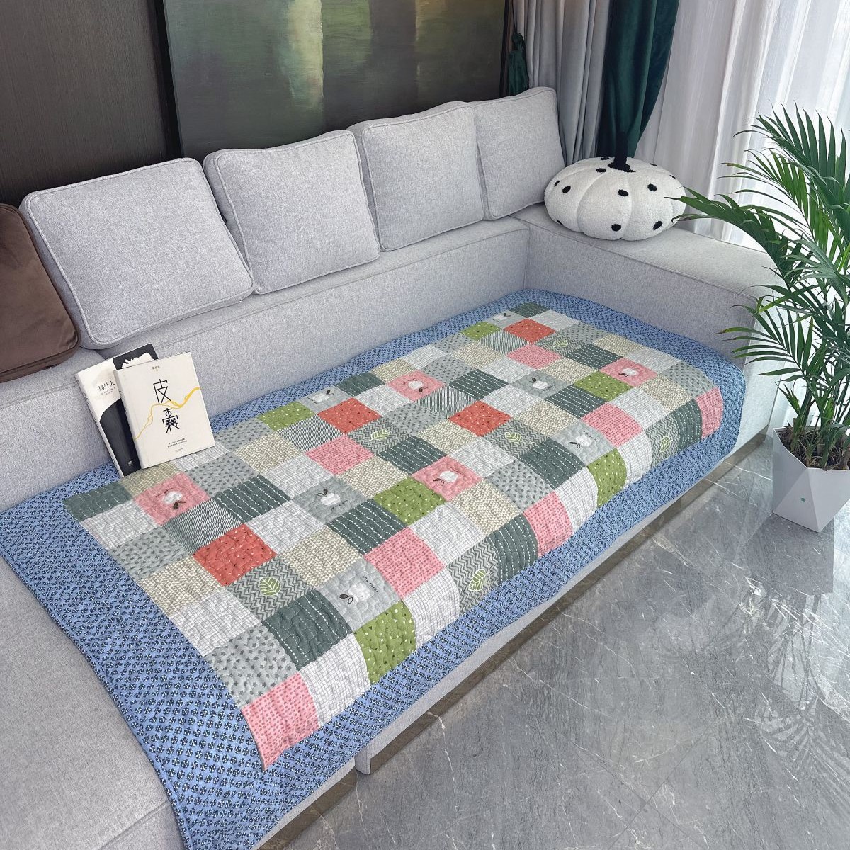 Cross-Border Pure Cotton Sofa Cushion Kitchen Mat Living Room Crawling Floor Mat Water-Absorbent Machine Washable Quilted Non-Slip Mat Tatami Manufacturer