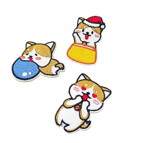 Premium Original Cute Corgi Dog Series Self-adhesive Embroidered Patch Fabric Sticker for Fashion Accessories DIY Embroidery