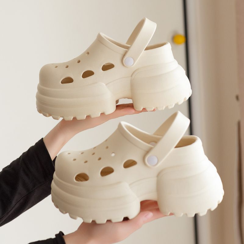 10cm Height-Increasing Clog Shoes for Women, High-Value Eva Outdoor Thick-Soled Closed-Toe Slippers, Non-Slip and Odor-Resistant Women's Sandals