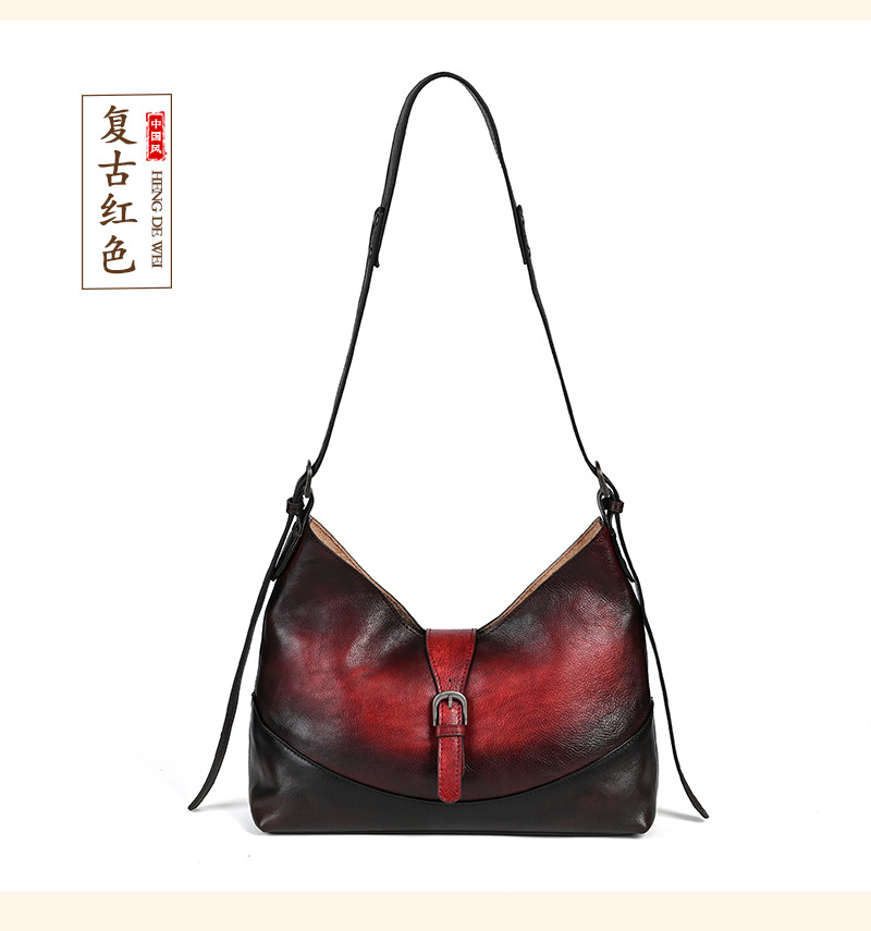 Túi tote da bò thật phong cách vintage, tay cầm chắc chắn, dung tích lớn — Vàng cổ điển, Màu xanh lá cây, Đỏ cổ điển, Nâu cổ điển chi tiết 24