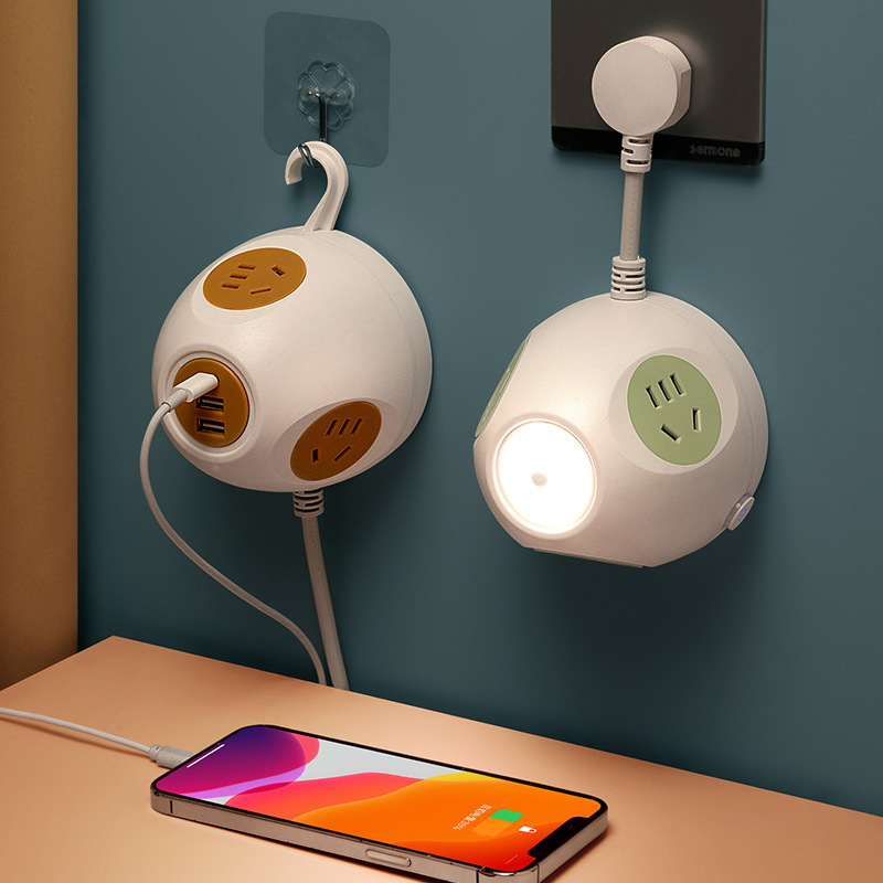 创意多孔星球插座家用桌面装饰多功能排插带USB插座球形插座板