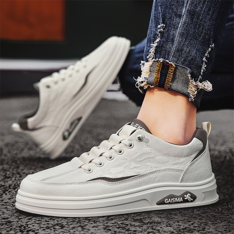 Zapatos de un pie para hombre de cuero de primavera 2025 nuevos zapatos casuales de cuero de cuatro estaciones zapatos de hombre de moda zapatos de skateboard