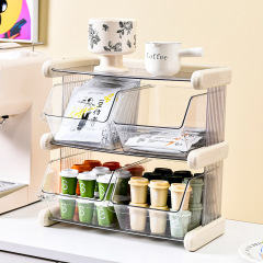 ティーバッグ収納棚PET多格デスクトップカップホルダーカプセルコーヒー花茶ティーバッグ分類収納棚